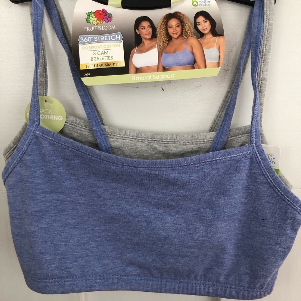 NWT-Set of 2 Fruit of the Loom Cami Bralettes
